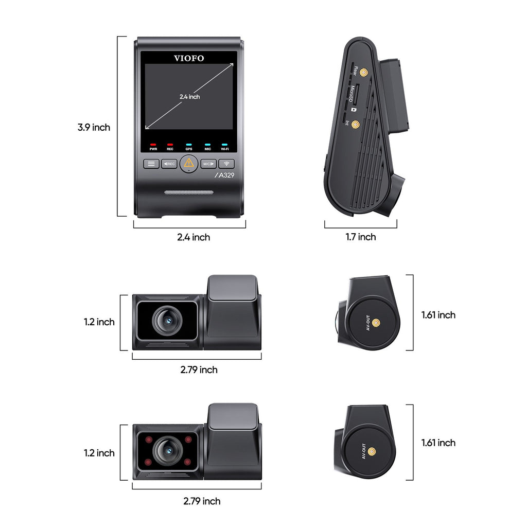 VIOFO A329S 3-Channel 4K Dash Cam – 4K Front, 2K Cabin, 2K Rear
