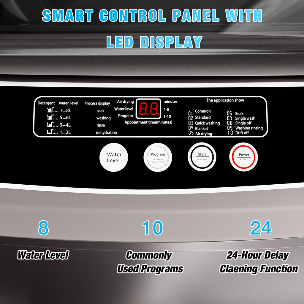 TABU Washer and Dryer Set, 19LBS Fully Automatic Washing Machine & 10LBS Clothes Dryer (White&White)